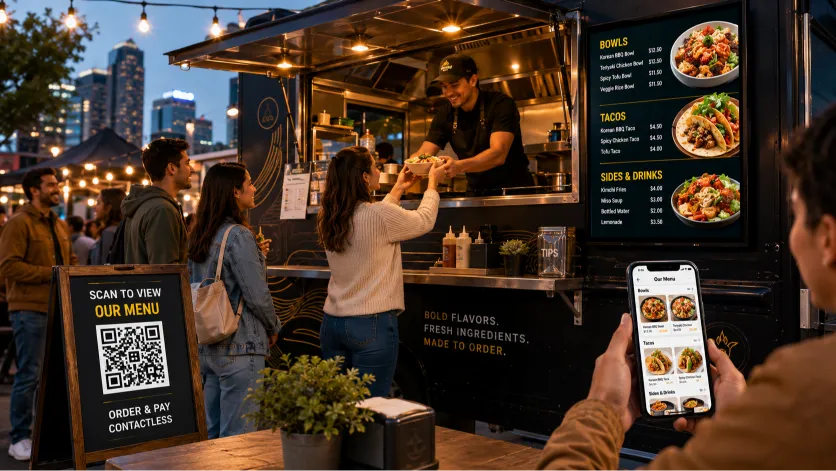 Customer viewing automated upselling prompts on a restaurant mobile QR menu