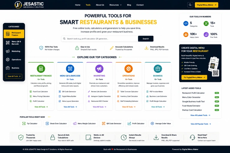 Free Restaurant Calculators and Marketing Tools